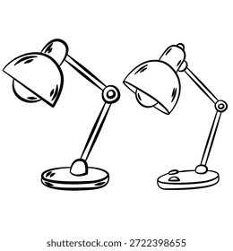 Ilustração de rabiscar vetor de lâmpadas de mesa. Desenhado à mão preto e branco linha arte perfeita para projetos de estilo de vida