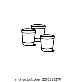 vector doodle illustration of three drinking glasses