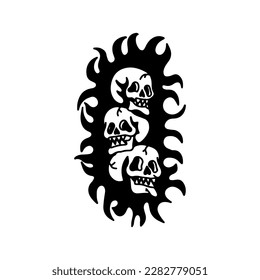 vector doodle illustration of three skulls