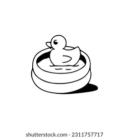 vector doodle illustration of toy duck