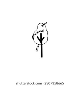 vector doodle illustration of a tree with a snake