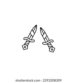 ilustración vectorial del doodle de dos espadas