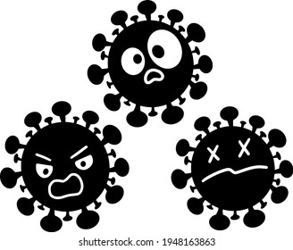 Vektordoodle Illustration des Virus corona 2019 konfrontiert verschiedene Emotionen.