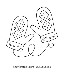 Vector doodle illustration of warm knitted mittens, winter vector clipart