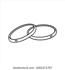 Vector doodle illustration of wedding rings for lovers