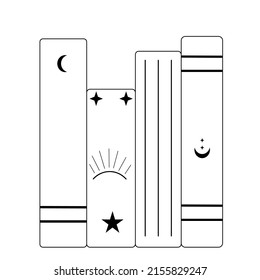 Vector doodle illustration of witch books, recipe books, women's books