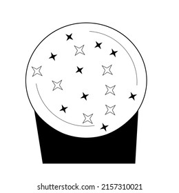 Vector doodle illustration with witch magic ball