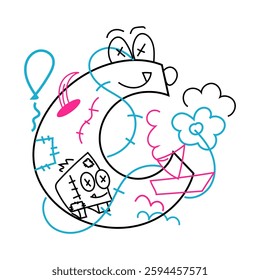 Vector Doodle Illustrations in various abstract shapes	