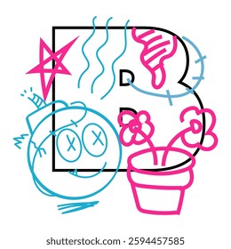 Vector Doodle Illustrations in various abstract shapes	