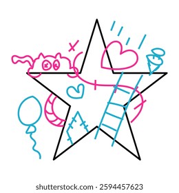Vector Doodle Illustrations in various abstract shapes	
