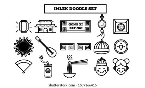 Vector Doodle For Imlek, Gong Xi Fat Cai, Happy Chinese New Years
