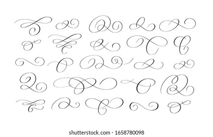 Vector Doodle Ink Pen Calligraphy Flourish Set