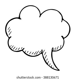 Vector doodle isolated speech bubble, on white background