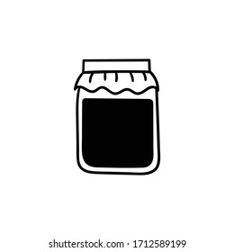 Vektorillustration-Doppel-Marmelade. Kochen, Küchenutensilien, Hauselemente. Handgrafik einzeln auf weißem Hintergrund.
