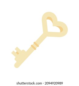 Vector doodle key with heart. Valentine's day clipart.