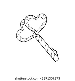 Vector doodle key illustration in the form of hearts.