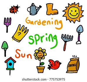 Vector doodle kids illustration for  spring theme