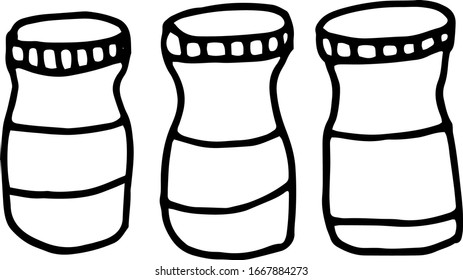 Vector doodle kitchen jars for cereals isolated on white background.