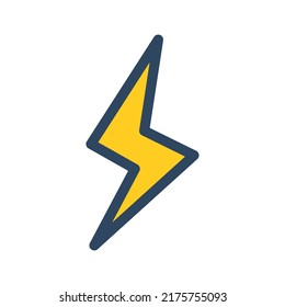 Vector doodle lightning with outline. Retro electricity icon. 