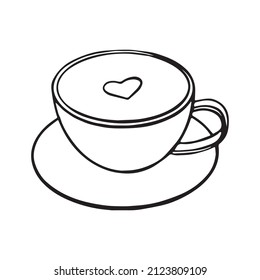 Vector Doodle Line Drawing Cappuccino Coffee Stock Vector (Royalty Free ...