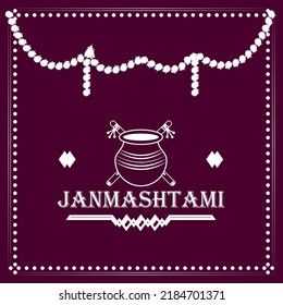 Vector doodle, line or warli art of dahi handi , celebration of indian festival Krishna Janmashtami.