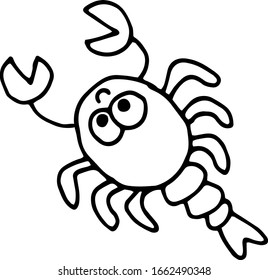 Vector doodle lobster cartoon isolated on white background.