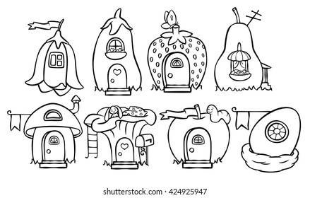 vector doodle magic house set