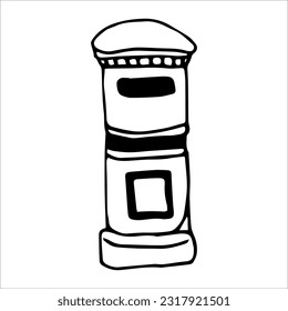 Vektordoodle-Briefkasten einzeln auf weißem Hintergrund