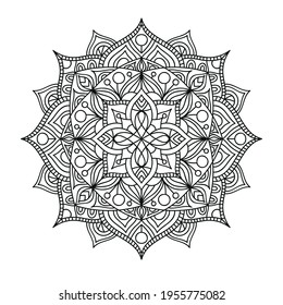 Doodle de vectores mandala. Ornamento floral abstracto dibujado a mano. Aislado sobre fondo blanco. Mandala para libro de colorear anti estrés. Esbozar diseño étnico.