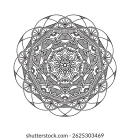 Vetor doodle Mandala contorno arte coloração página para crianças e adultos. Ícones e autocolantes têxteis de design étnico e cultural. Vetor de ilustração simples de alta qualidade, eps 10.
