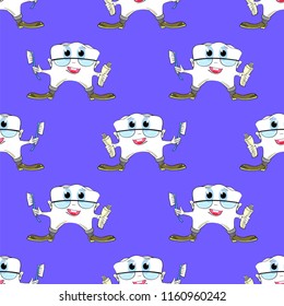 Vector Doodle Medical Seamless Pattern Isolated on Blue Background