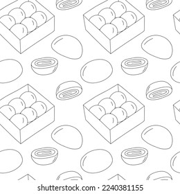 Vector doodle mochi seamless pattern. Hand drawn mochi pattern