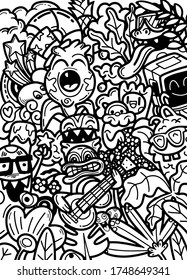 vector doodle monsters hand drawn