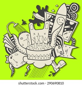 vector doodle monsters hand drawn