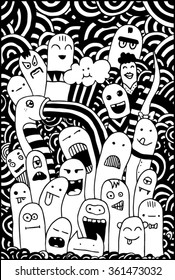vector doodle monsters hand drawn