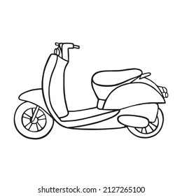 vector doodle moped icon, linear drawing, transport. Hand-drawn illustration of a vehicle