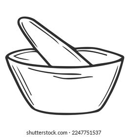 vector doodle mortar and pestle icon