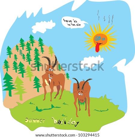 vector doodle of mountine goat