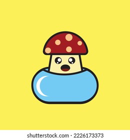 vector doodle mushroom boy illustration.