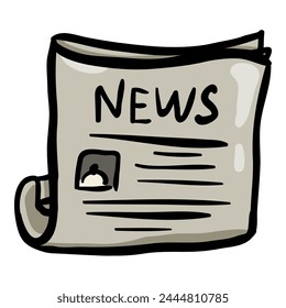 Vector Doodle News Icon on White Background