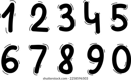 Vector doodle numbers hand drawn