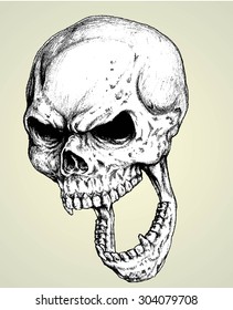 VECTOR DOODLE OLD SKULL AND GRUNGE