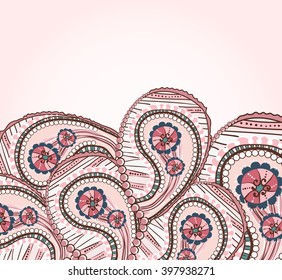 vector doodle ornate ethnic pink petal frame