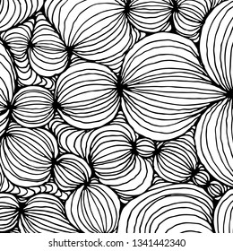 Vector doodle outline abstract ornamental ball stripe background. Funky backdrop for coloring book