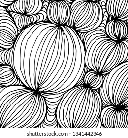 Vector doodle outline abstract ornamental ball stripe background. Funky backdrop for coloring book