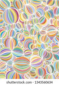 Vector doodle outline abstract ornamental ball stripe background. Funky backdrop