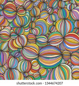 Vector doodle outline abstract ornamental ball stripe background. Funky backdrop