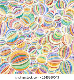 Vector doodle outline abstract ornamental ball stripe background. Funky backdrop
