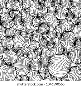 Vector doodle outline abstract ornamental ball stripe background. Funky backdrop for coloring book
