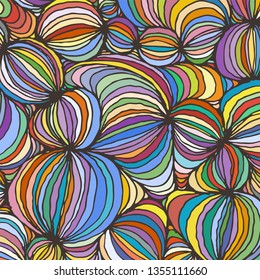 Vector doodle outline abstract ornamental ball stripe background. Funky backdrop
